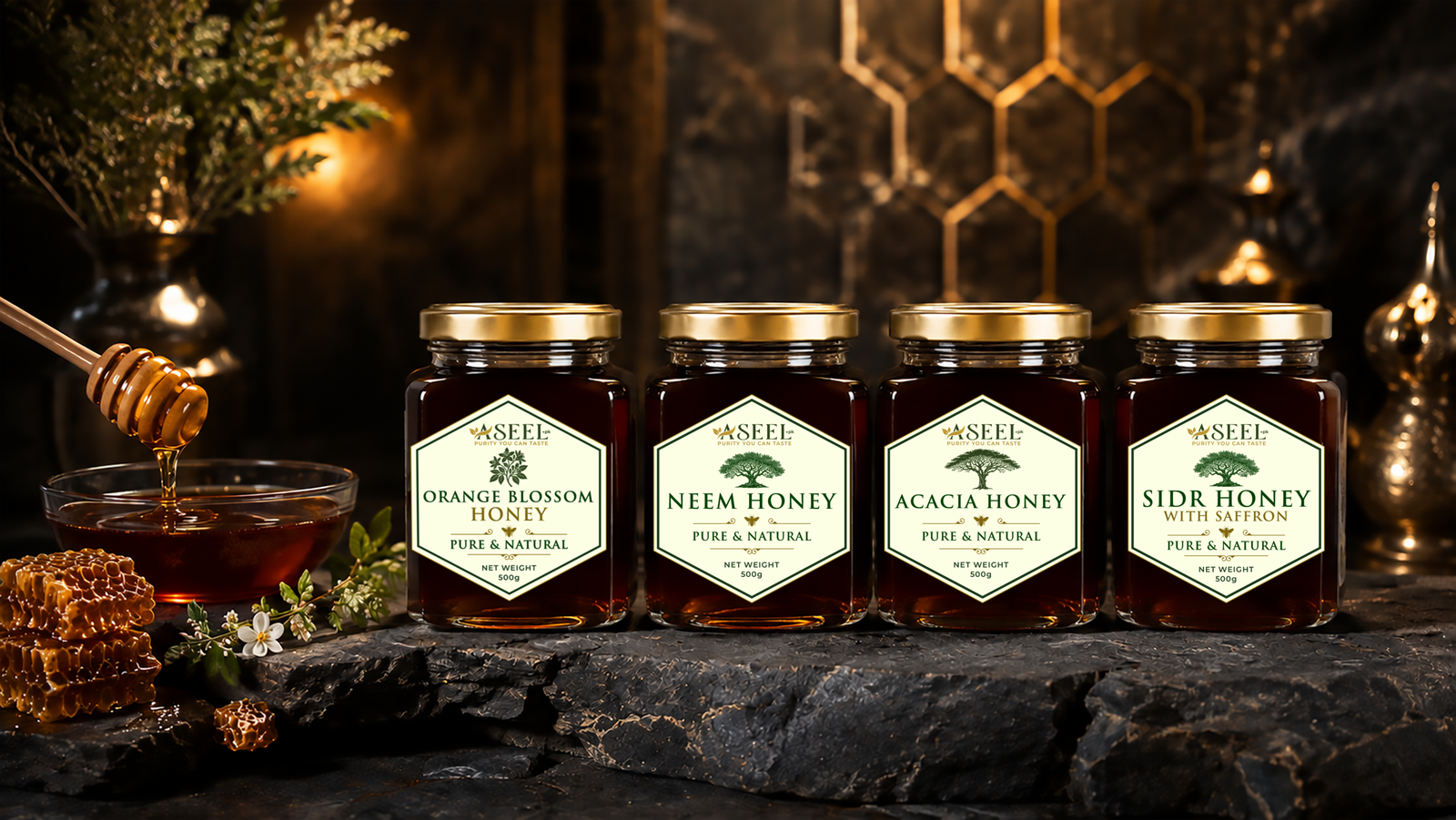 Aseel Sidr Honey 5to8 flavors slide image