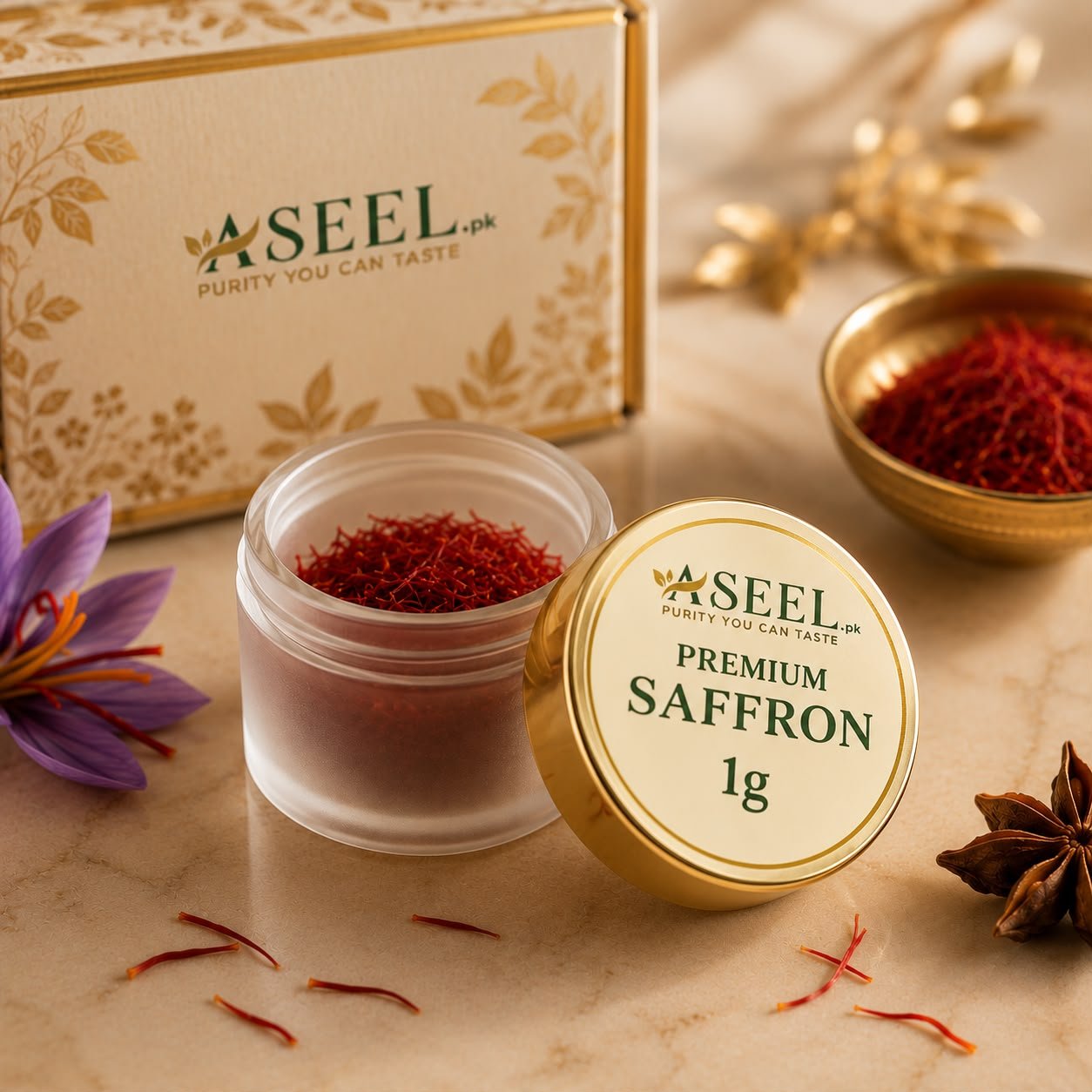 Premium Saffron Threads – 100% Pure, Grade A, 1g, 2g, 5g & 10g Luxury Glass Jar