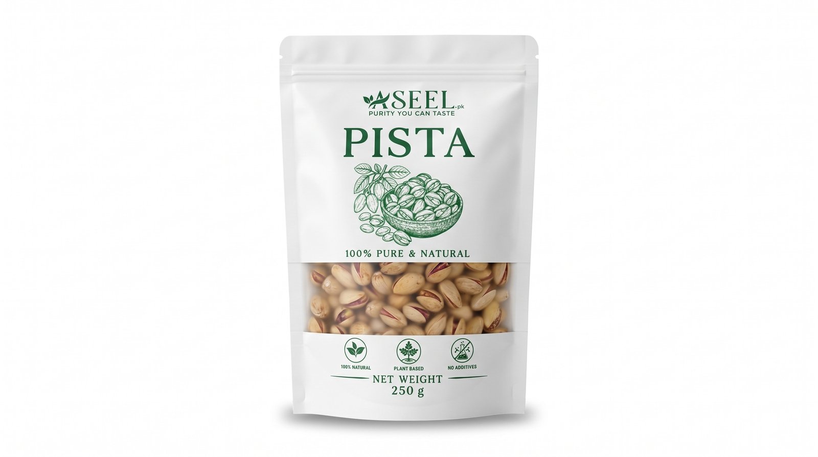 ASEEL Pista 250g pack – 100% pure, natural, and plant-based