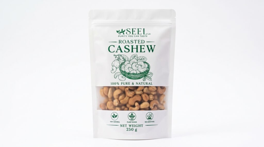 ASEEL Roasted Cashew 250g pack – 100% pure, natural, and plant-based
