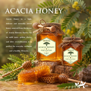 ASEEL Pure Acacia Honey 250g & 500g jar