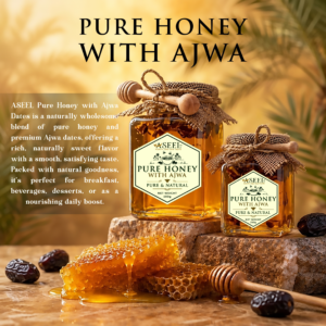 ASEEL Pure Honey with Ajwa Dates 250g & 500g jar