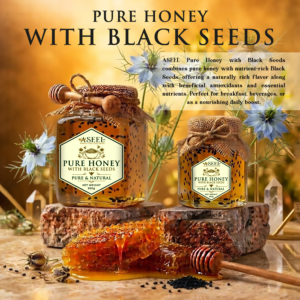 ASEEL Pure Honey with Black Seeds Kalonji 250g & 500g jar