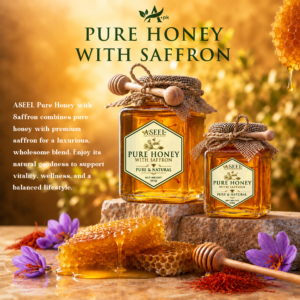 ASEEL Pure Honey with Saffron 250g & 500g Golden Blend jar