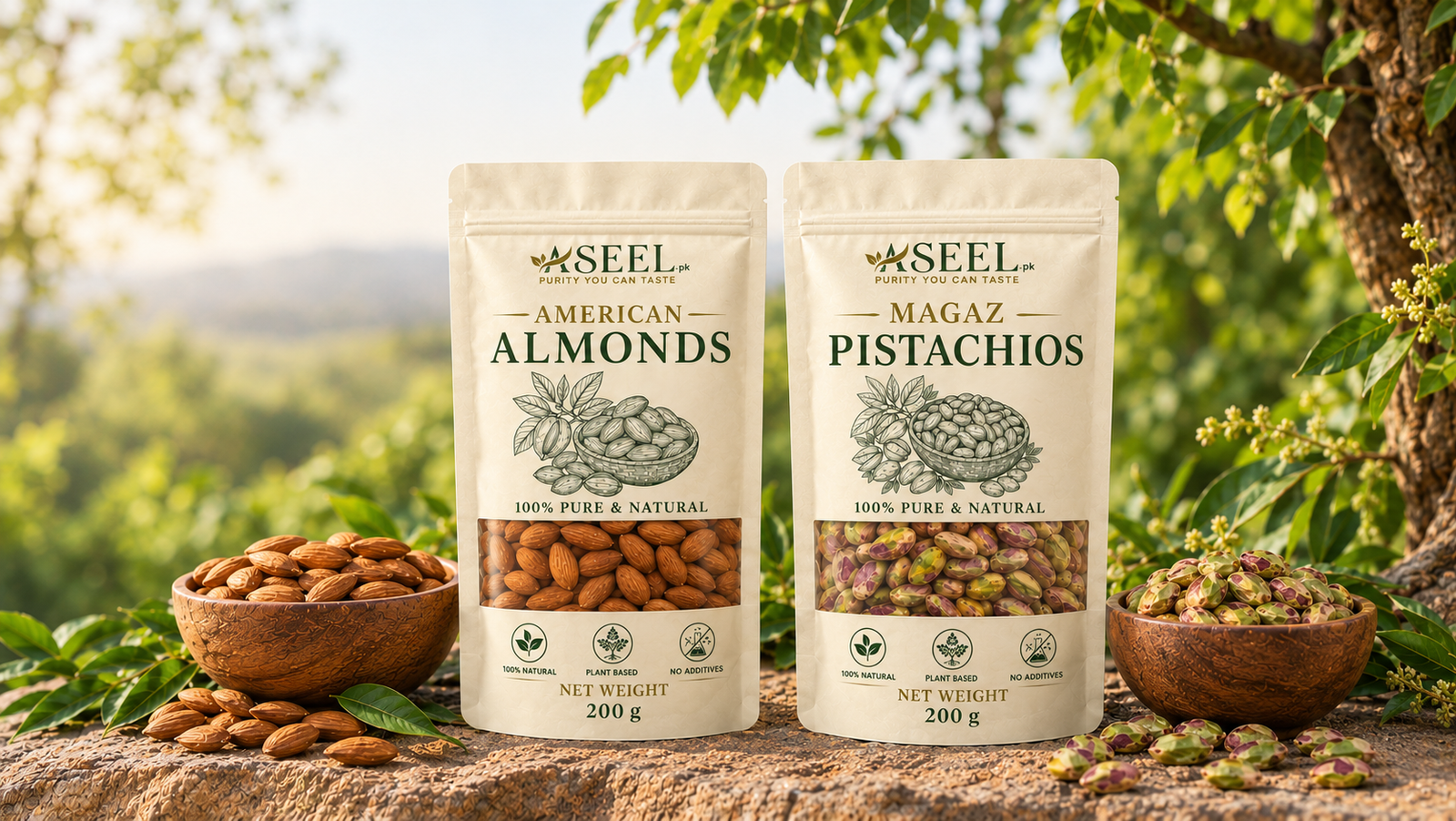 Organic Almonds & Pistachios Display (1)